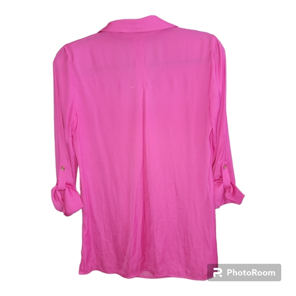 Lilly Pulitzer Everglades Tunic Long Roll Tab Sleeve Blouse Pink Size XS - Picture 7 of 7